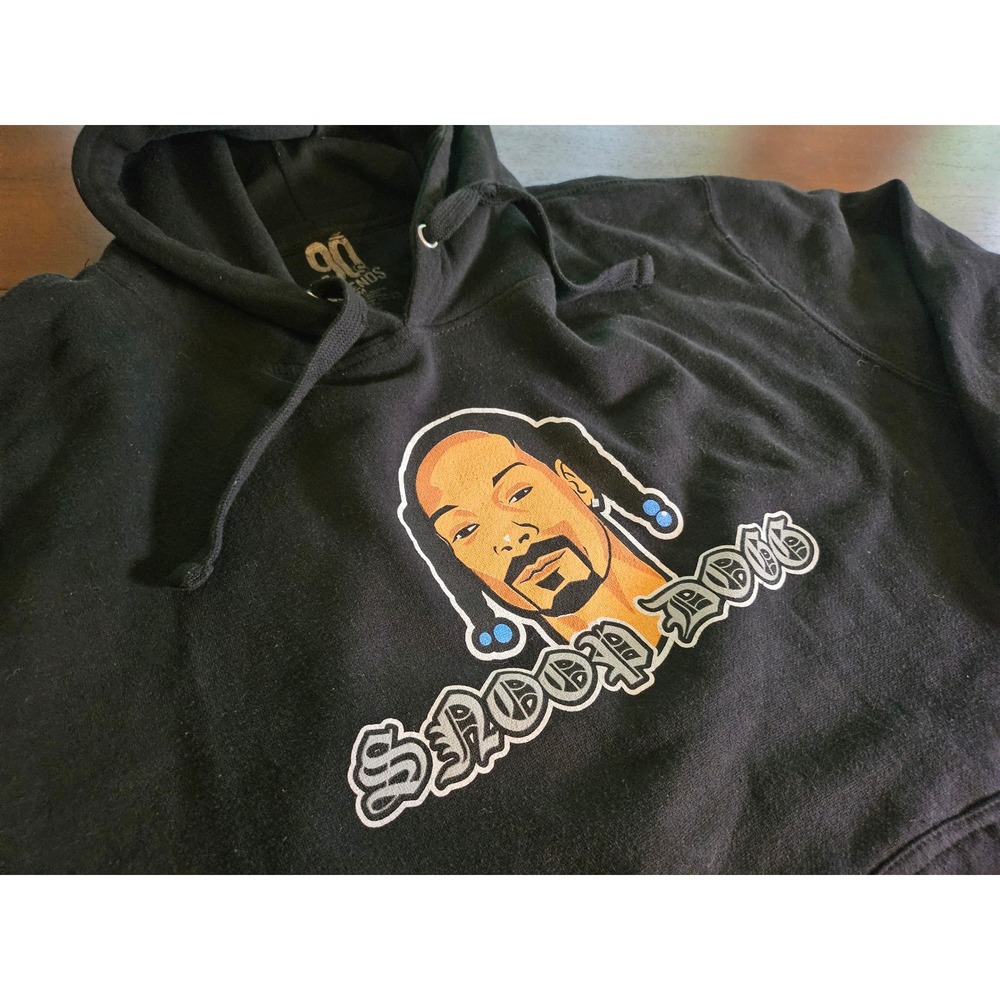90s Legends Hoodie Mens Medium Black Snoop Dogg Graphic Pullover Streetwear